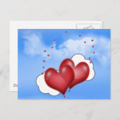 Carte Postale Coeurs Balloons Avec Petits Coeurs (Devant / Derrière)