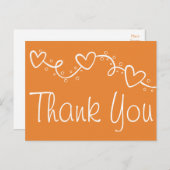 Carte Postale Cœurs blancs et orange Merci pour votre mariage d' (Devant / Derrière)