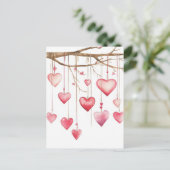 Carte Postale Coeurs blancs et roses Salutation Valentine (Debout devant)