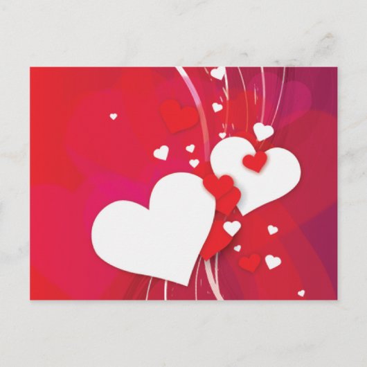 Carte Postale Coeurs blancs Whimsy rouge (Devant)