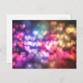 Carte Postale Cœurs Bokeh Rose Rouge Or (Devant / Derrière)