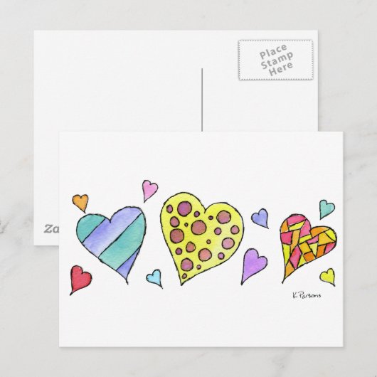 Carte Postale Coeurs Coeurs Coeurs (Devant / Derrière)