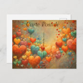Carte postale, coeurs colorés 9 (Devant / Derrière)