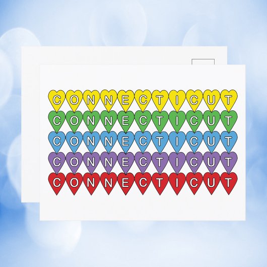 Carte Postale Coeurs colorés Connecticut