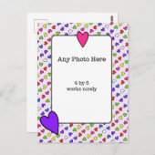 Carte Postale Coeurs colorés encadrant ma photo (Devant / Derrière)
