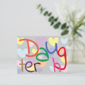 Carte Postale Coeurs colorés Motif Fun fille (Debout devant)