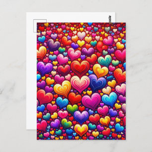 Carte Postale Coeurs colorés, Post-croisement