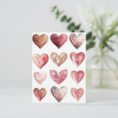 Carte Postale Coeurs colorés Salutation de Valentine (Debout devant)