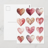 Carte Postale Coeurs colorés Salutation de Valentine (Devant / Derrière)