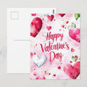 Carte Postale Coeurs colorés Salutation de Valentine (Devant / Derrière)