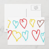 Carte Postale Coeurs Crayon (Devant / Derrière)