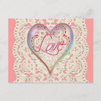 Carte Postale COEURS CUPIDES AMOUR & LACE par SHARON SHARPE