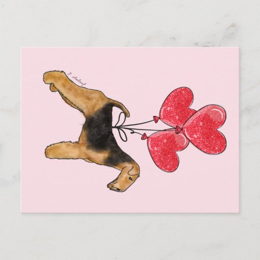 Carte Postale Cœurs d'Airedale Terrier (Devant)
