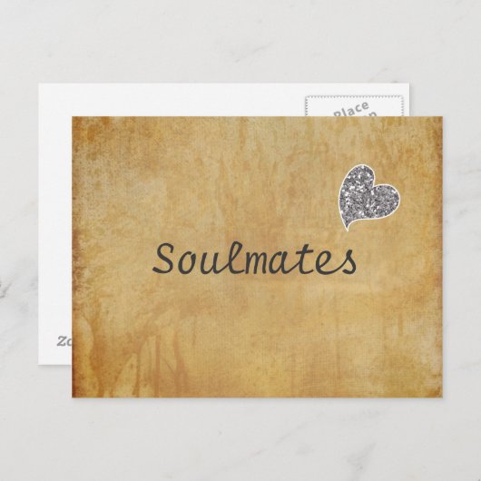 Carte Postale Coeurs d'âmes avec coeur de Parties scintillant (Devant / Derrière)