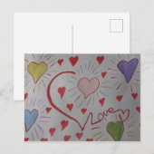 Carte Postale Coeurs d'amour (Devant / Derrière)