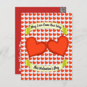 Carte postale Coeurs d'amour (Devant / Derrière)