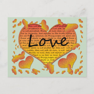 Carte Postale Cœurs d'amour 1 Corinthiens 13