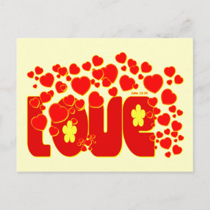 Carte Postale Coeurs d'amour - Jean 13:34