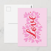 Carte Postale Coeurs d'amour - rose et rouge (Devant / Derrière)