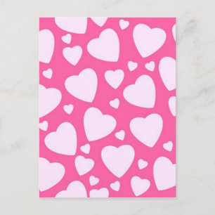 Carte Postale Coeurs d'amour roses