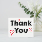 Carte Postale Coeurs d'Amour Rouge Noir et Merci Blanc Rétro (Debout devant)