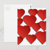 Carte Postale Coeurs d'amour rouges (Devant / Derrière)