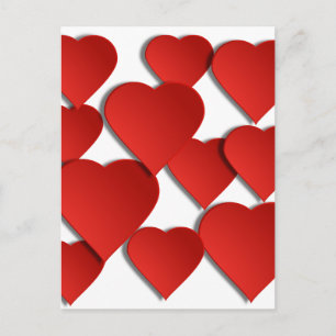 Carte Postale Coeurs d'amour rouges