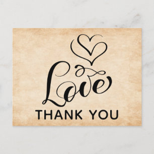 Carte Postale Coeurs d'amour vintages Typographie Brown de gravi