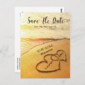 Carte Postale Coeurs Dans Le Sable Sur La Plage Mariage Enregist (Devant / Derrière)
