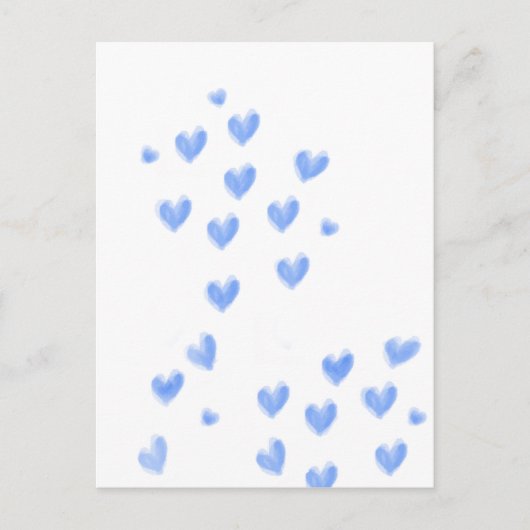 Carte Postale Coeurs d'aquarelle bleu mignon (Devant)