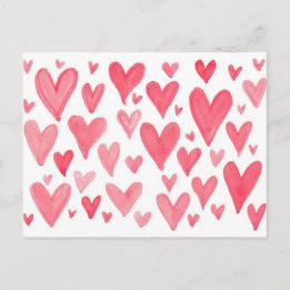 Carte postale Coeurs d'aquarelle de Valentine