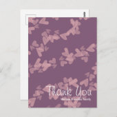 Carte Postale Coeurs d'aquarelle flottants Merci rose mauve (Devant / Derrière)