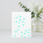 Carte Postale Coeurs d'aquarelle Turquoise (Debout devant)