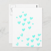 Carte Postale Coeurs d'aquarelle Turquoise (Devant / Derrière)