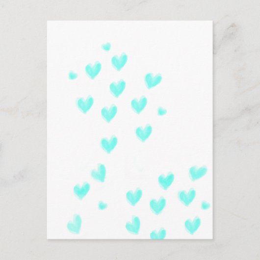 Carte Postale Coeurs d'aquarelle Turquoise (Devant)