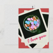 Carte Postale Cœurs de bonbon, photographie, Saint-Valentin, Amo (Devant / Derrière)
