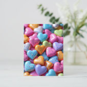 Carte Postale Cœurs de bonbons colorés d'amour (Debout devant)