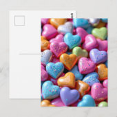 Carte Postale Cœurs de bonbons colorés d'amour (Devant / Derrière)