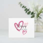 Carte Postale Coeurs de brosse rose Saint-Valentin (Debout devant)