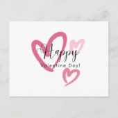 Carte Postale Coeurs de brosse rose Saint-Valentin (Devant)