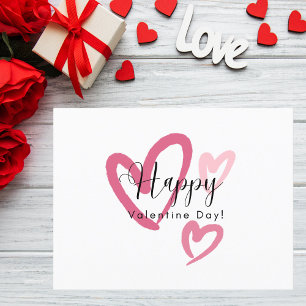 Carte Postale Coeurs de brosse rose Saint-Valentin