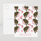 Carte Postale Cœurs de café mignons au chocolat et aux fraises r (Devant / Derrière)