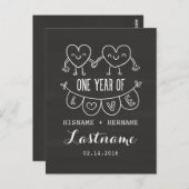 Carte postale Coeurs de calèche-cadeaux 1er annive (Devant / Derrière)