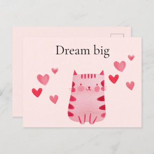 Carte Postale Coeurs de chat rose pâle
