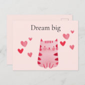 Carte Postale Coeurs de chat rose pâle (Devant / Derrière)