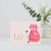 Carte Postale Coeurs de chats roses mignonette Gold Love (Debout devant)