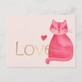 Carte Postale Coeurs de chats roses mignonette Gold Love (Devant)
