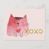 Carte Postale Coeurs de chats roses mignons XOXO Or (Devant)