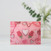 Carte Postale Coeurs de chocolat et biscuits de sucre Rose (Debout devant)