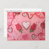 Carte Postale Coeurs de chocolat et biscuits de sucre Rose (Devant / Derrière)